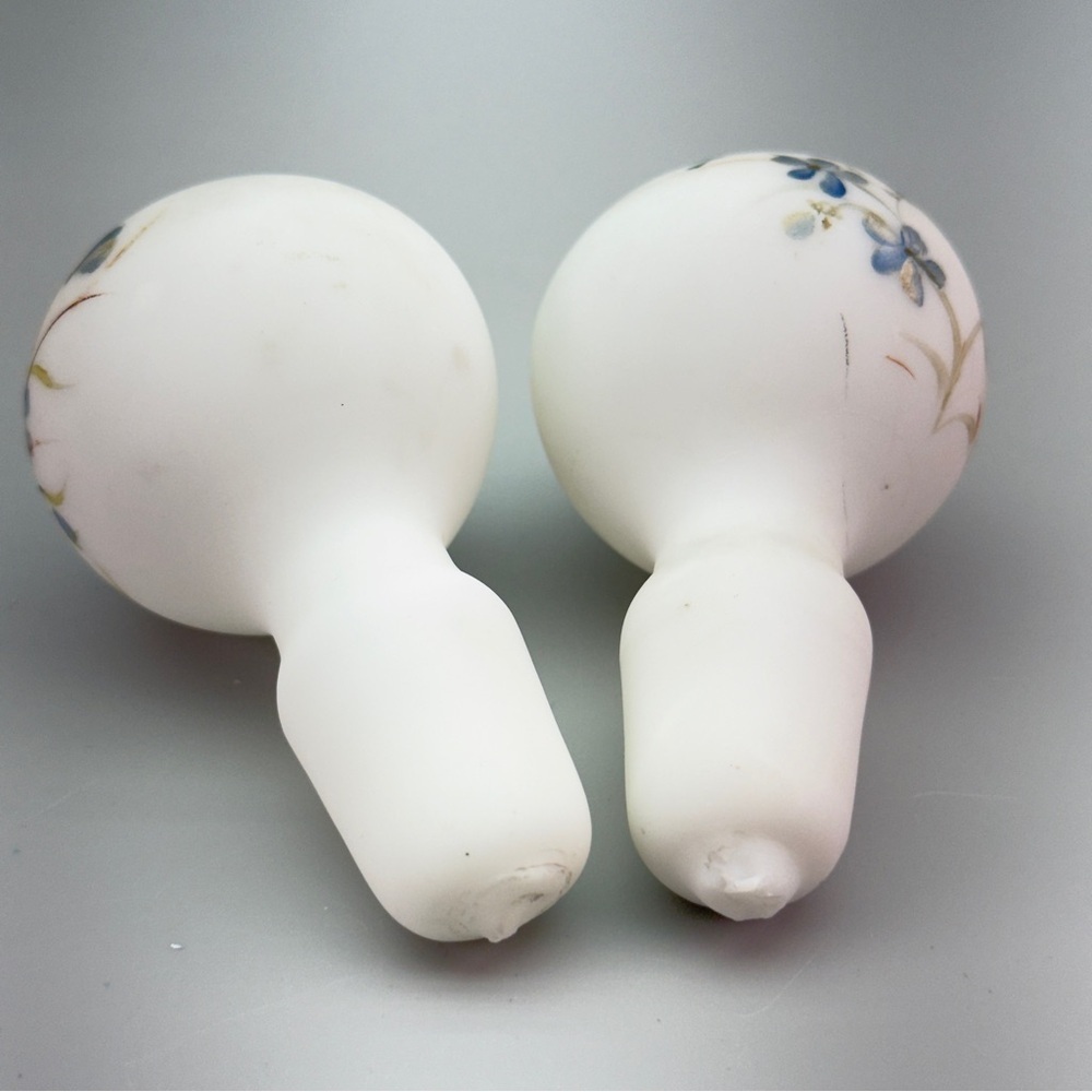 Antique Victorian HandPainted Milk Glass Decanters Barber Dresser Bottles - Picture 8 of 10